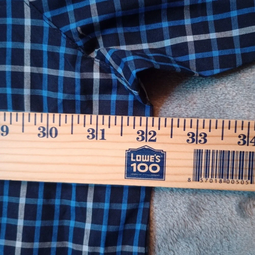 Hanes Mens Sleepwear 4XL Blue Plaid Woven Pajama Set Long Sleeve Shirt Pants NEW
